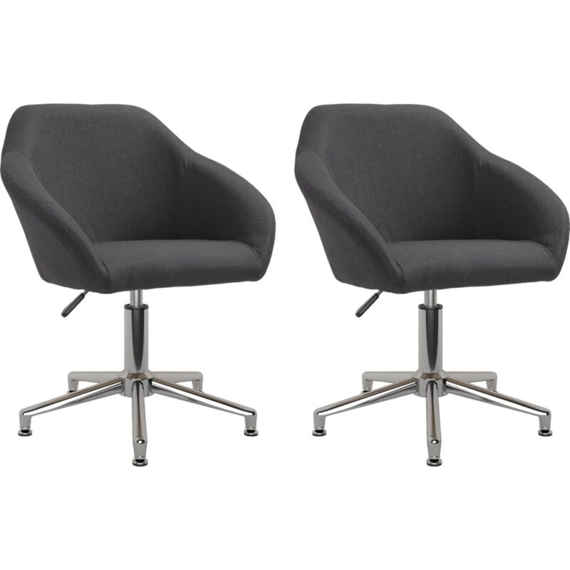 

vidaXL Sillas de comedor giratorias 2 unidades tela gris oscuro - Gris