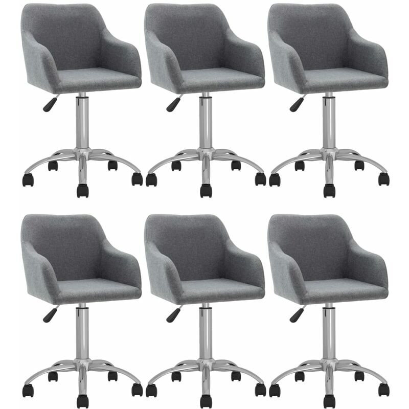 

vidaXL Sillas de comedor giratorias tela 6 uds gris claro - Gris