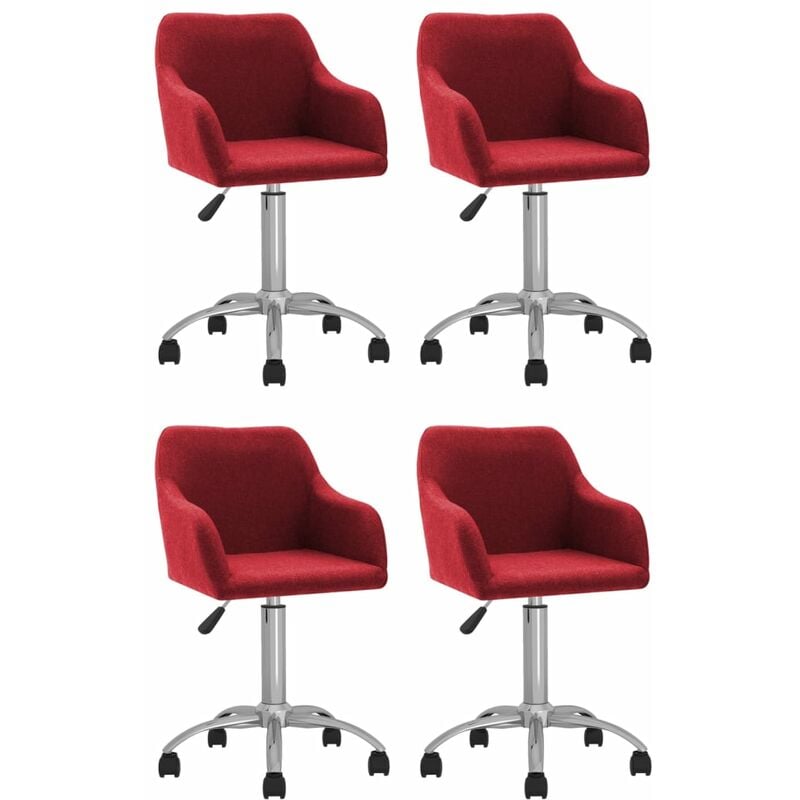 

vidaXL Sillas de comedor giratorias tela 4 uds rojo vino tinto - Rojo