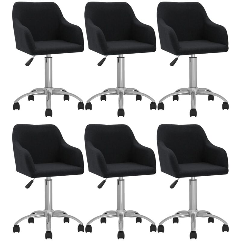 

vidaXL Sillas de comedor giratorias tela 6 uds negro - Negro