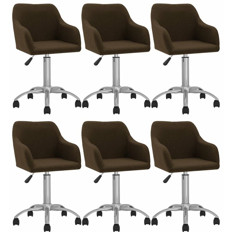 

vidaXL Sillas de comedor giratorias tela 6 uds marrón oscuro - Marrón