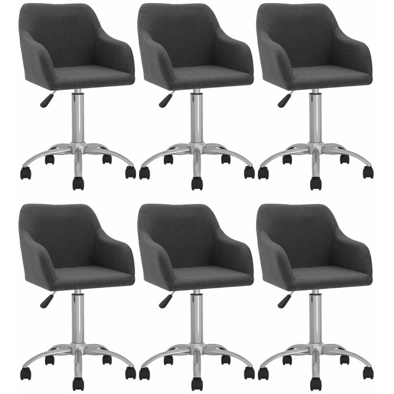 

vidaXL Sillas de comedor giratorias tela 6 uds gris oscuro - Gris