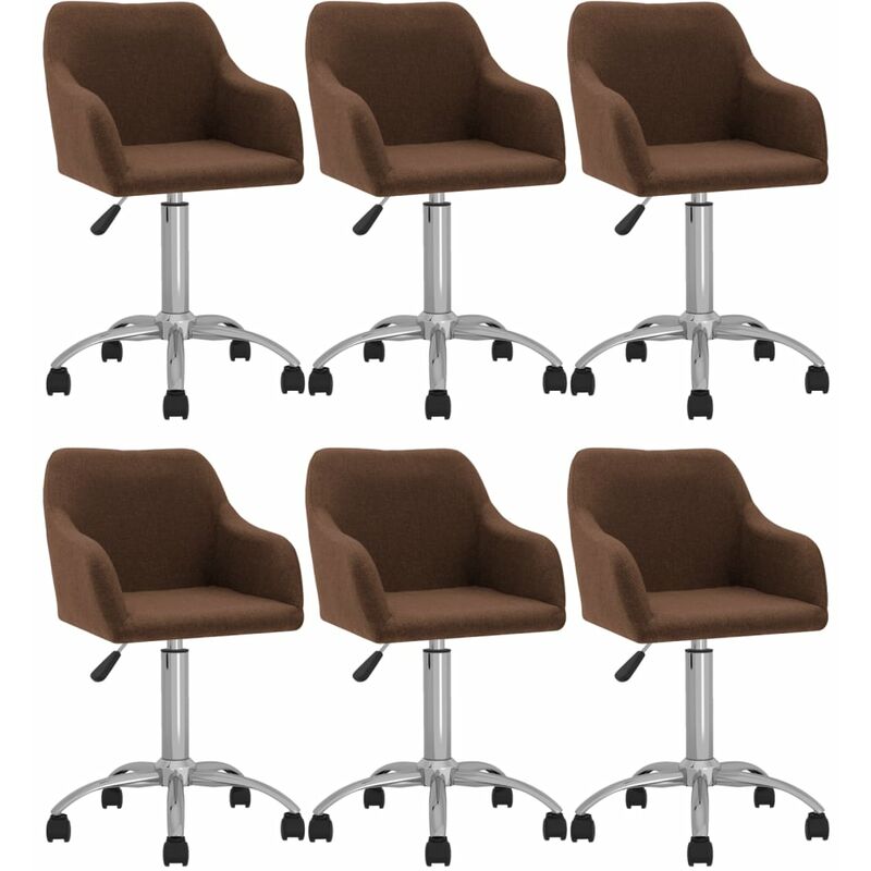

vidaXL Sillas de comedor giratorias tela 6 uds marrón - Marrón