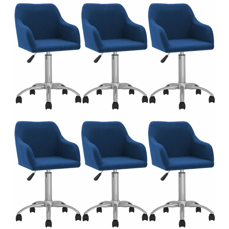 

vidaXL Sillas de comedor giratorias tela 6 uds azul - Azul