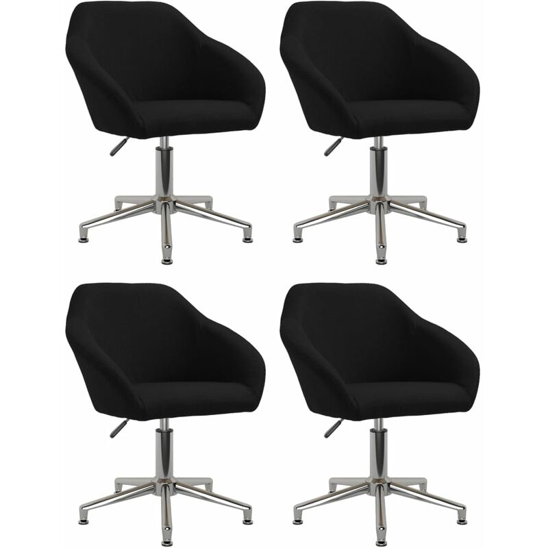 

vidaXL Sillas de comedor giratorias 4 unidades tela negro - Negro