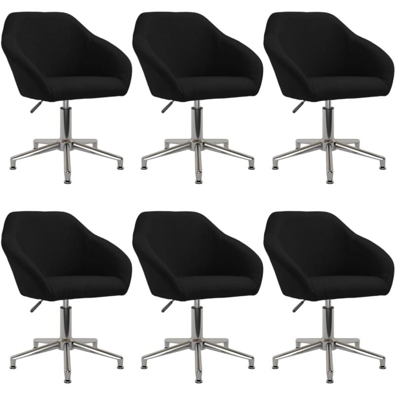 

vidaXL Sillas de comedor giratorias tela 6 unidades negro - Negro