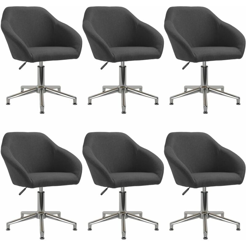 

vidaXL Sillas de comedor giratorias tela 6 unidades gris oscuro - Gris