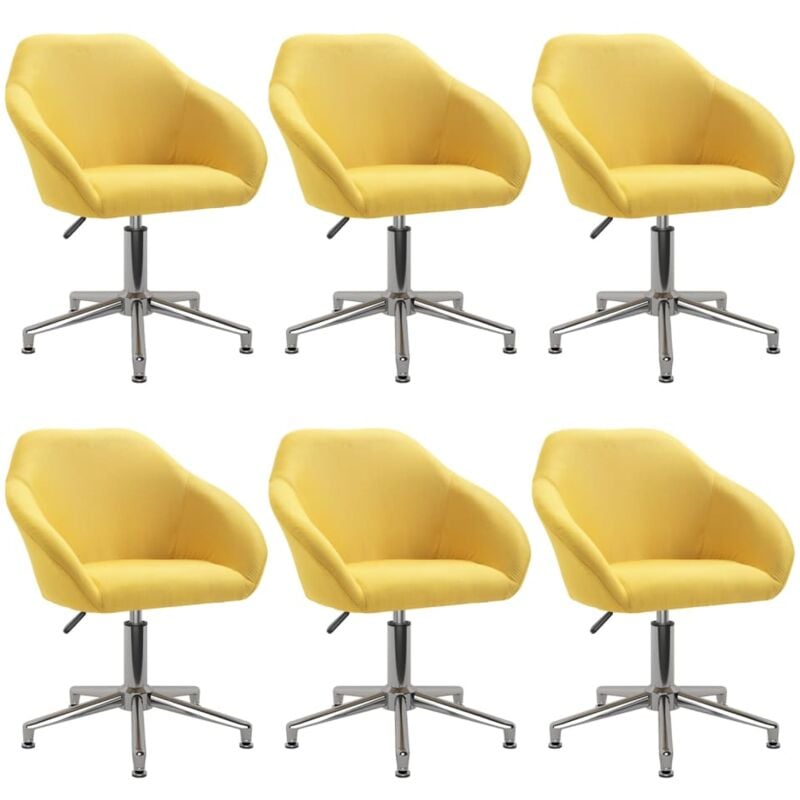 

vidaXL Sillas de comedor giratorias 6 unidades tela amarillo - Amarillo