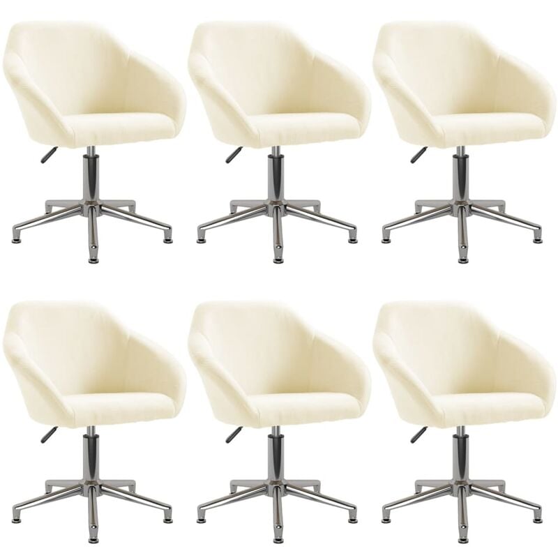 

vidaXL Sillas de comedor giratorias 6 unidades tela color crema - Crema