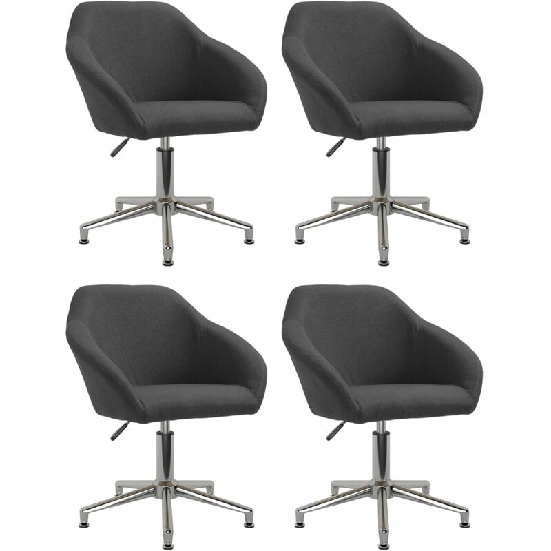 

vidaXL Sillas de comedor giratorias 4 unidades tela gris oscuro - Gris