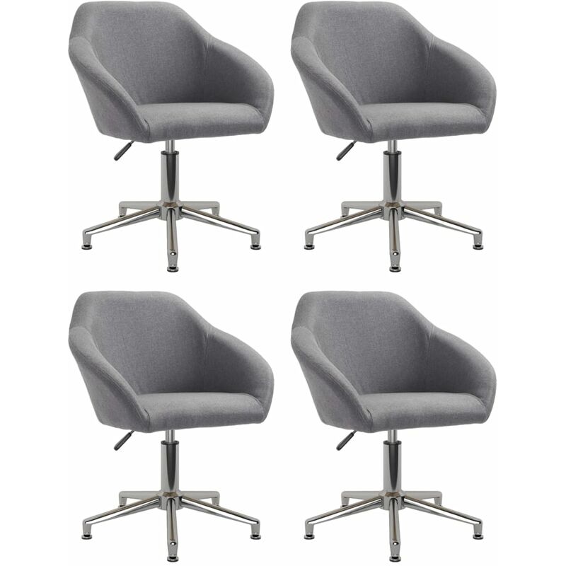 

vidaXL Sillas de comedor giratorias 4 unidades tela gris claro - Gris