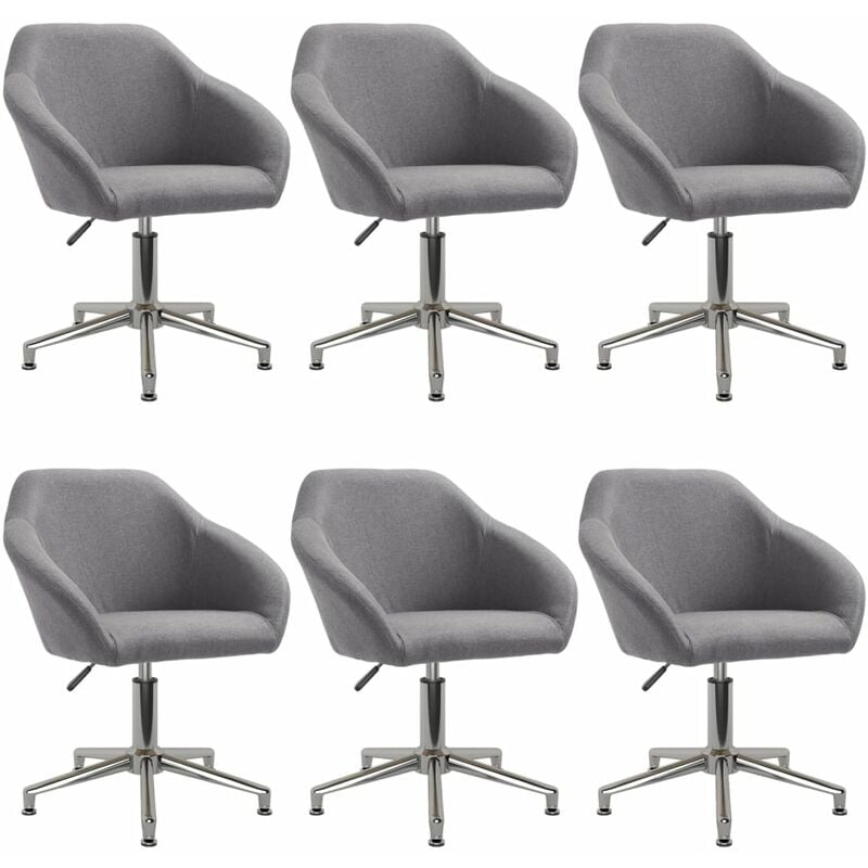 

vidaXL Sillas de comedor giratorias 6 unidades tela gris claro - Gris