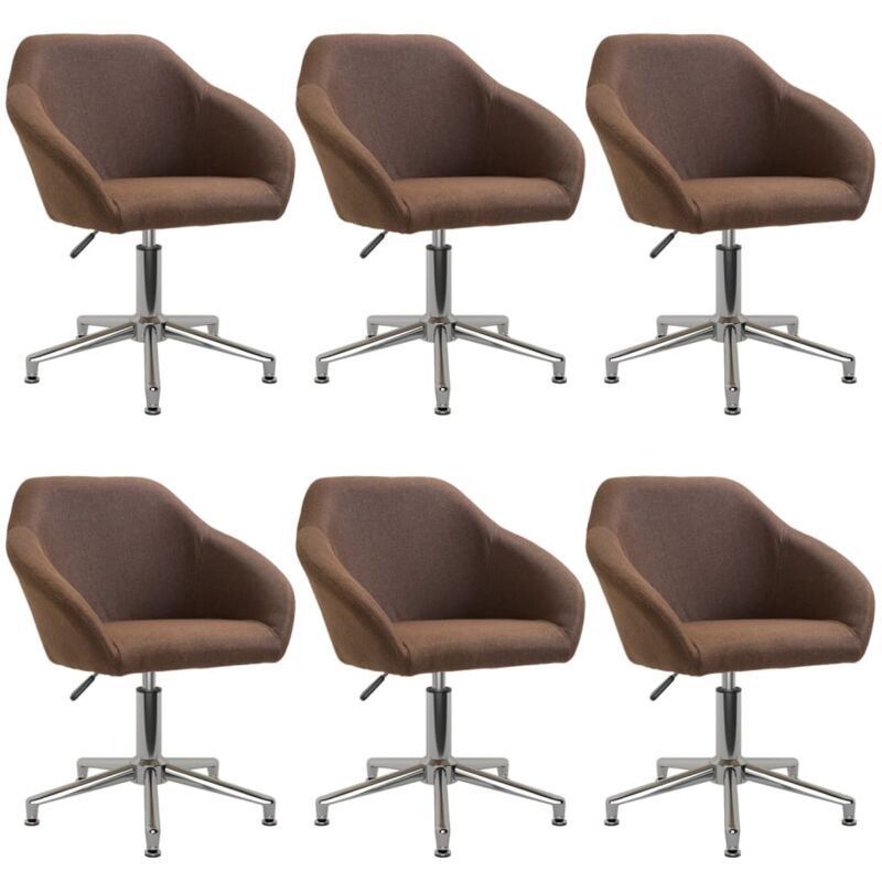 

vidaXL Sillas de comedor giratorias 6 unidades tela marrón - Marrón