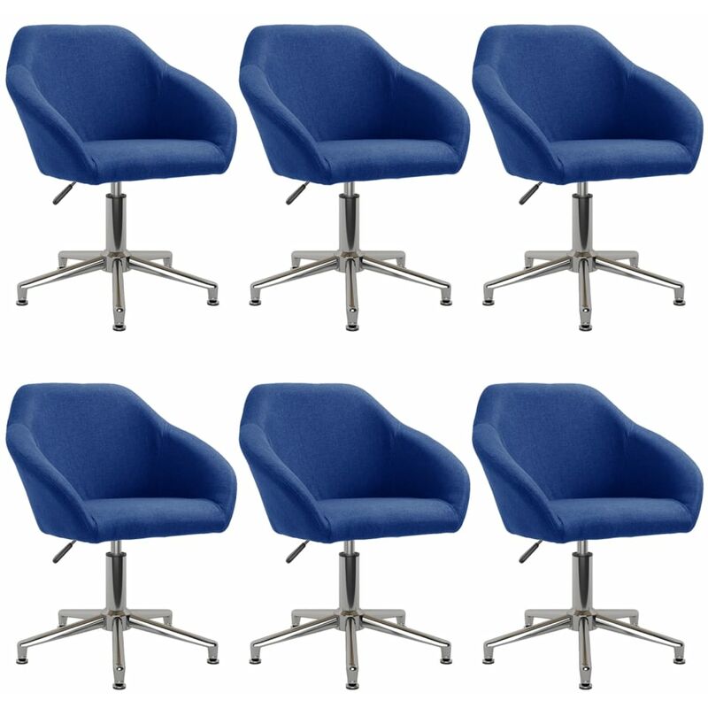

vidaXL Sillas de comedor giratorias 6 unidades tela azul - Azul
