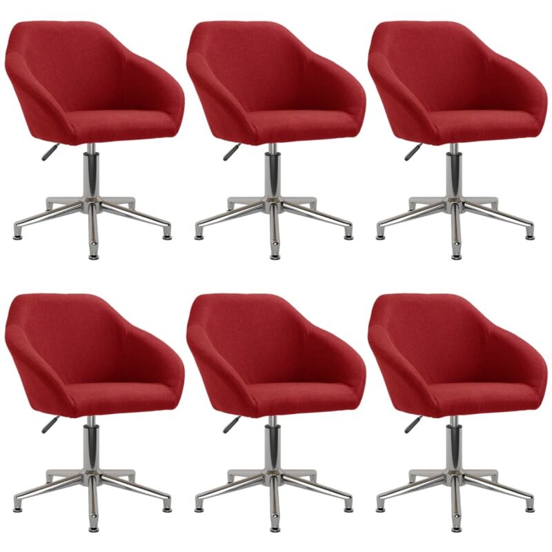 

vidaXL Sillas de comedor giratorias 6 unidades tela rojo vino tinto - Rojo