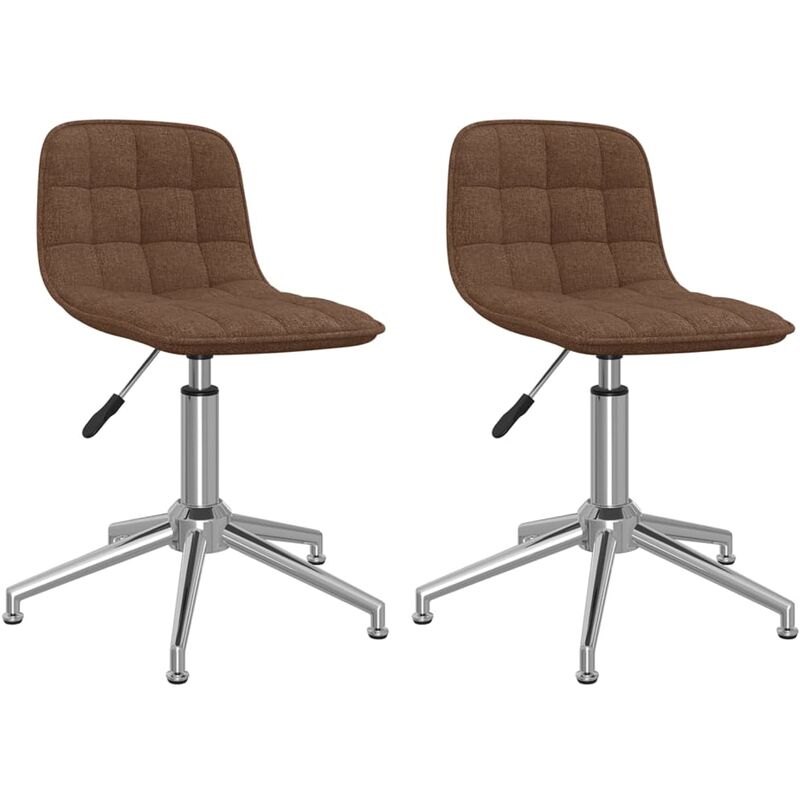 

vidaXL Sillas de comedor giratorias 2 unidades tela marrón - Marrón