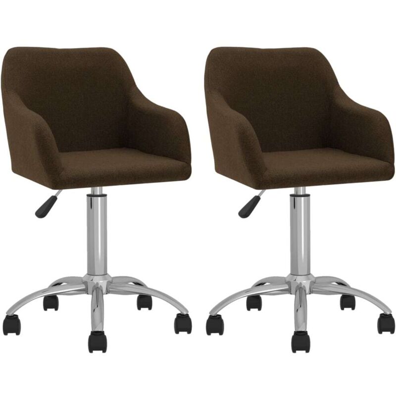 

vidaXL Sillas de comedor giratorias 2 unidades tela marrón oscuro - Marrón