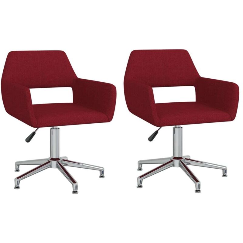 

vidaXL Sillas de comedor giratorias 2 unidades tela rojo vino tinto - Rojo