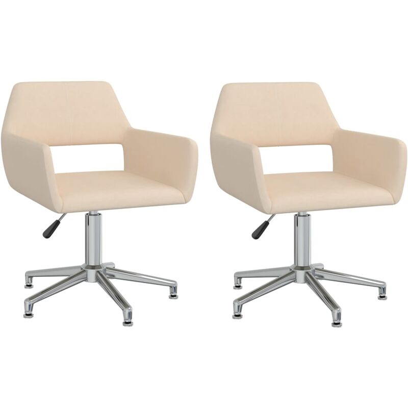 

vidaXL Sillas de comedor giratorias 2 unidades tela color crema - Crema