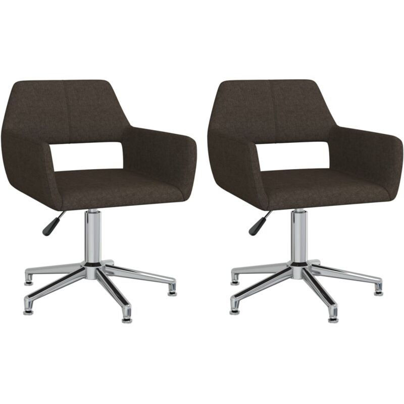 

vidaXL Sillas de comedor giratorias 2 unidades tela marrón oscuro - Marrón