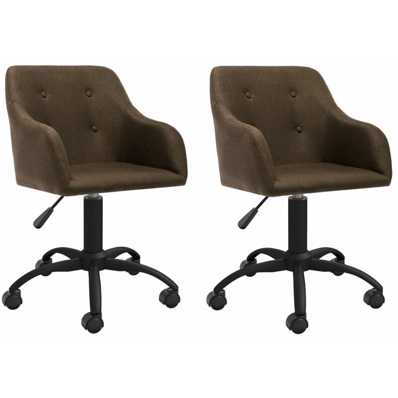 

vidaXL Sillas de comedor giratorias tela 2 unidades marrón oscuro - Marrón