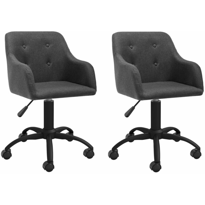 

vidaXL Sillas de comedor giratorias tela 2 unidades gris oscuro - Gris