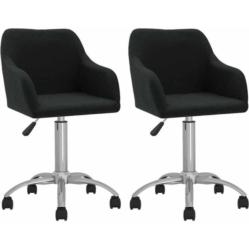 

vidaXL Sillas de comedor giratorias 2 unidades tela negro - Negro