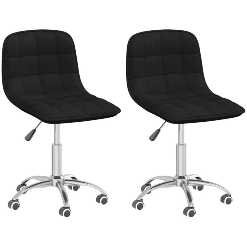

vidaXL Sillas de comedor giratorias 2 unidades tela negro - Negro