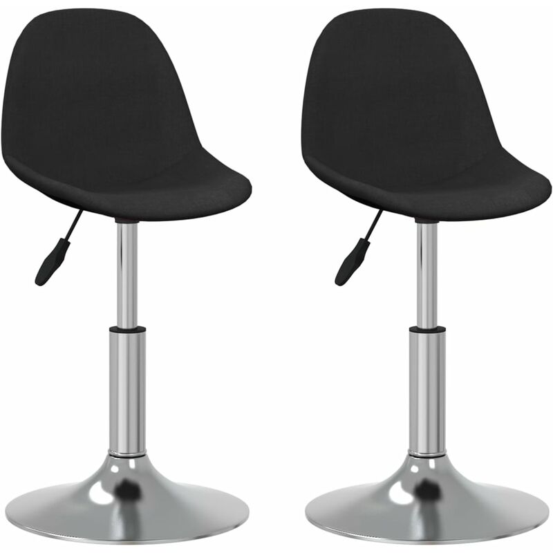 

vidaXL Sillas de comedor giratorias 2 unidades tela negro - Negro