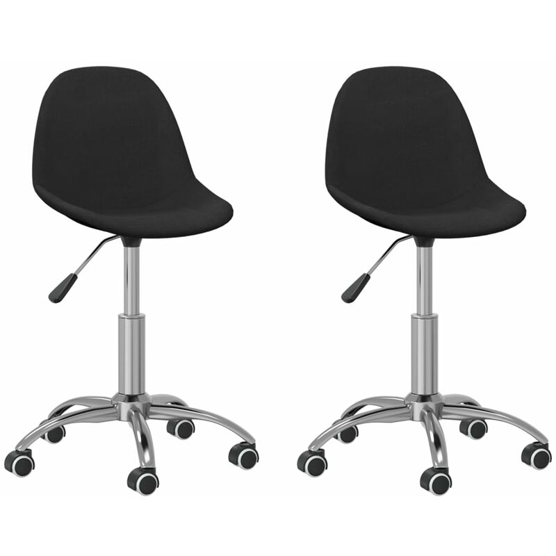 

vidaXL Sillas de comedor giratorias 2 unidades tela negro - Negro