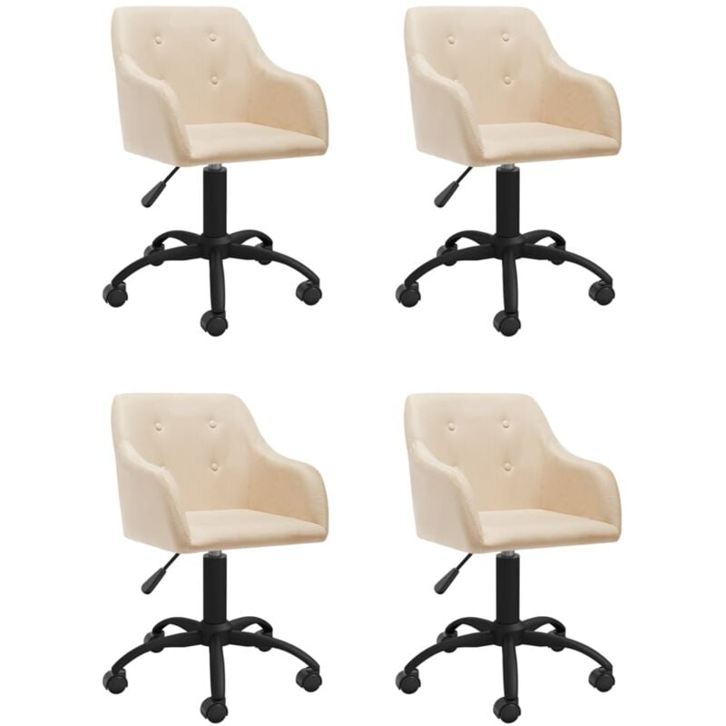 

vidaXL Sillas de comedor giratorias tela 4 unidades color crema - Crema