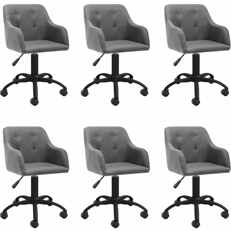 

vidaXL Sillas de comedor giratorias tela 6 unidades gris claro - Gris