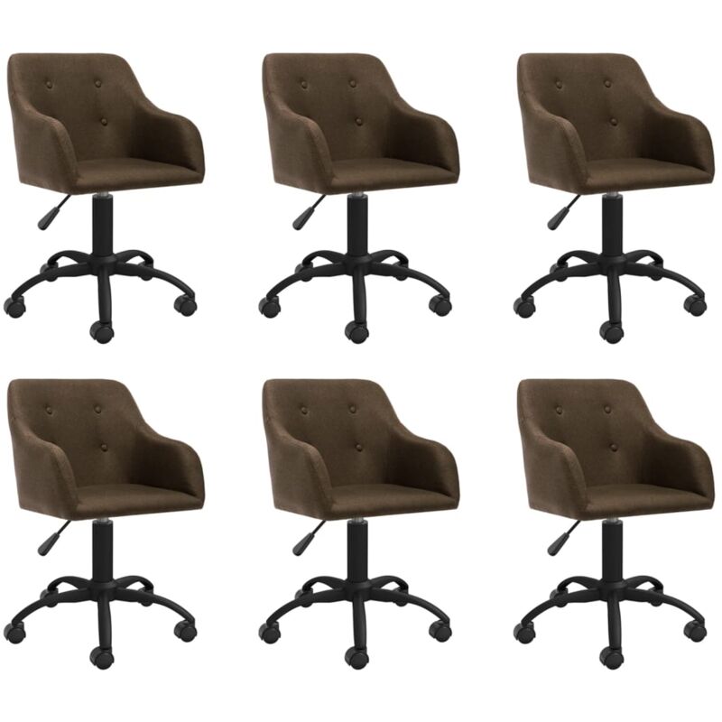 

vidaXL Sillas de comedor giratorias tela 6 unidades marrón oscuro - Marrón