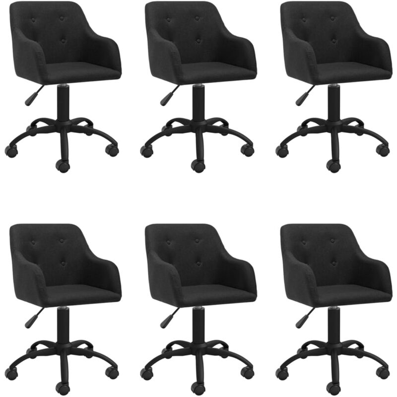 

vidaXL Sillas de comedor giratorias tela 6 unidades negro - Negro