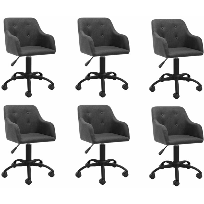 

vidaXL Sillas de comedor giratorias tela 6 unidades gris oscuro - Gris