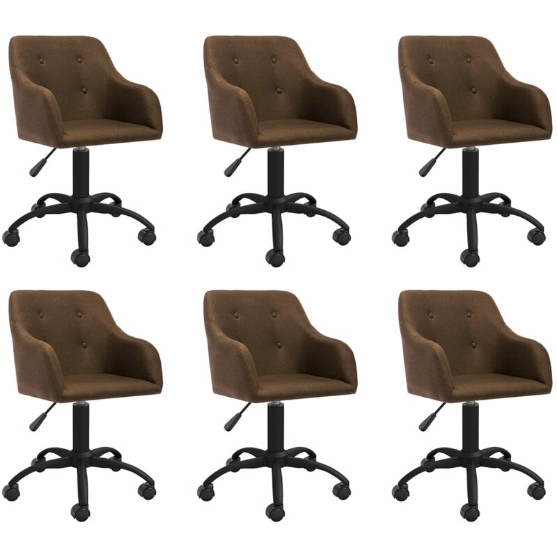 

vidaXL Sillas de comedor giratorias tela 6 unidades marrón - Marrón