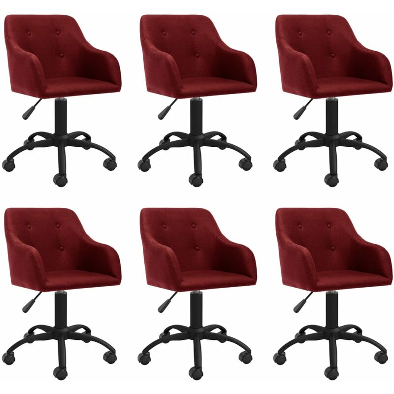 

vidaXL Sillas de comedor giratorias tela 6 unidades rojo vino tinto - Rojo