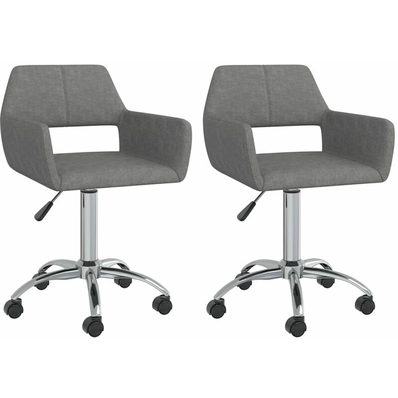 

vidaXL Sillas de comedor giratorias 2 unidades tela gris claro - Gris