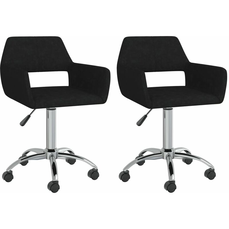 

vidaXL Sillas de comedor giratorias 2 unidades tela negro - Negro