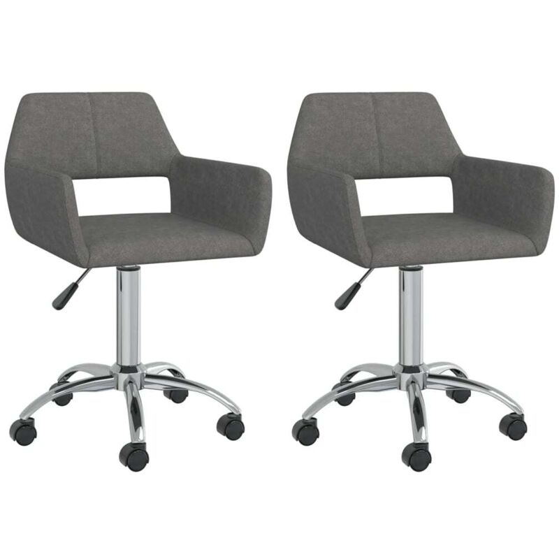 

vidaXL Sillas de comedor giratorias 2 unidades tela gris oscuro - Gris