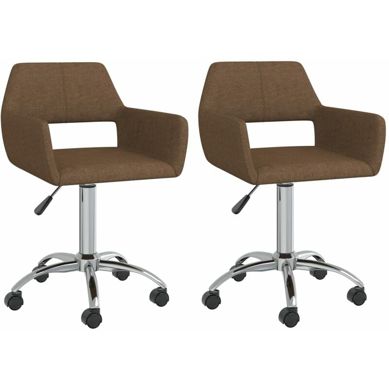 

vidaXL Sillas de comedor giratorias 2 unidades tela marrón - Marrón