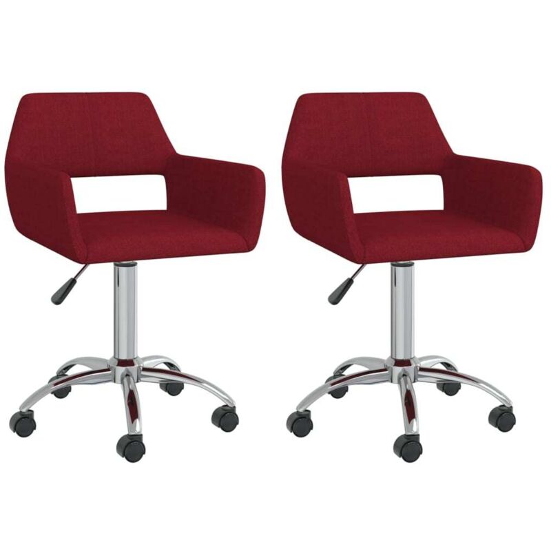 

vidaXL Sillas de comedor giratorias 2 unidades tela rojo vino tinto - Rojo