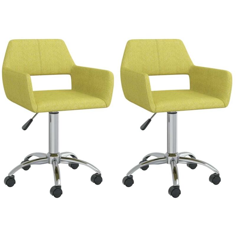 

vidaXL Sillas de comedor giratorias 2 unidades tela verde - Verde