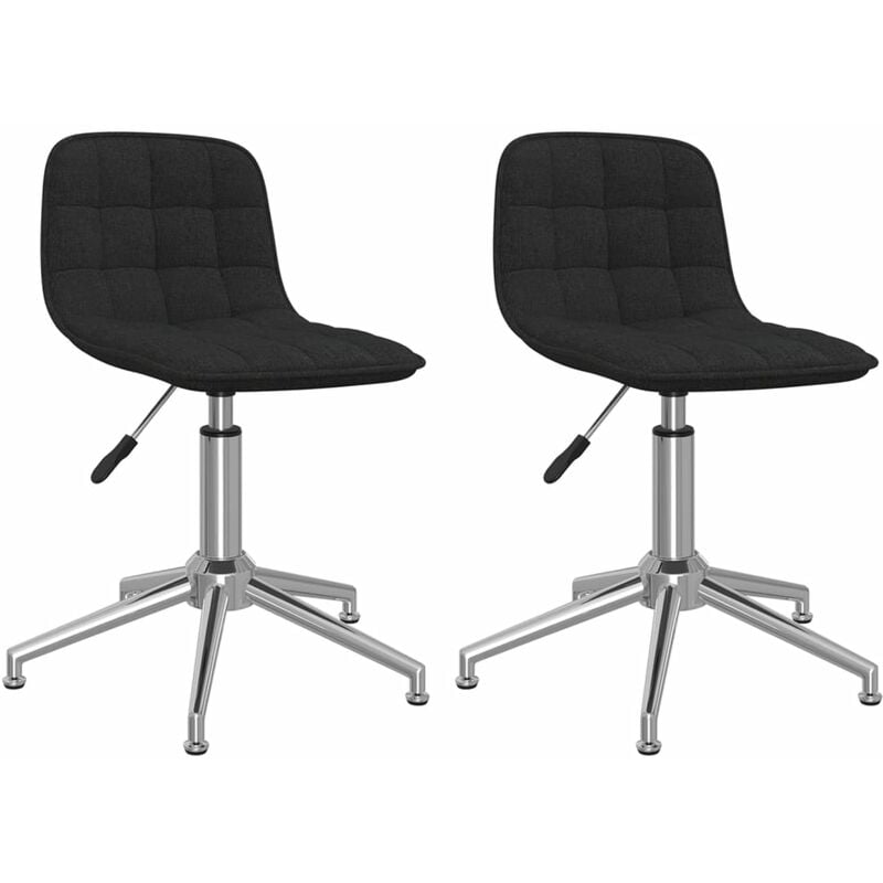 

vidaXL Sillas de comedor giratorias 2 unidades tela negro - Negro