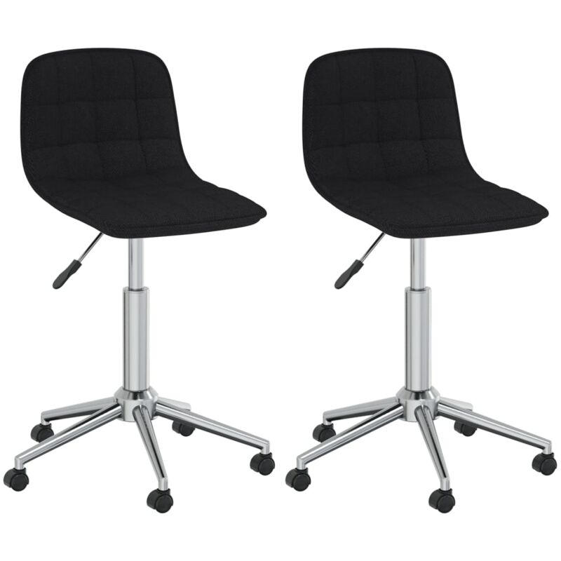 

vidaXL Sillas de comedor giratorias 2 unidades tela negro - Negro