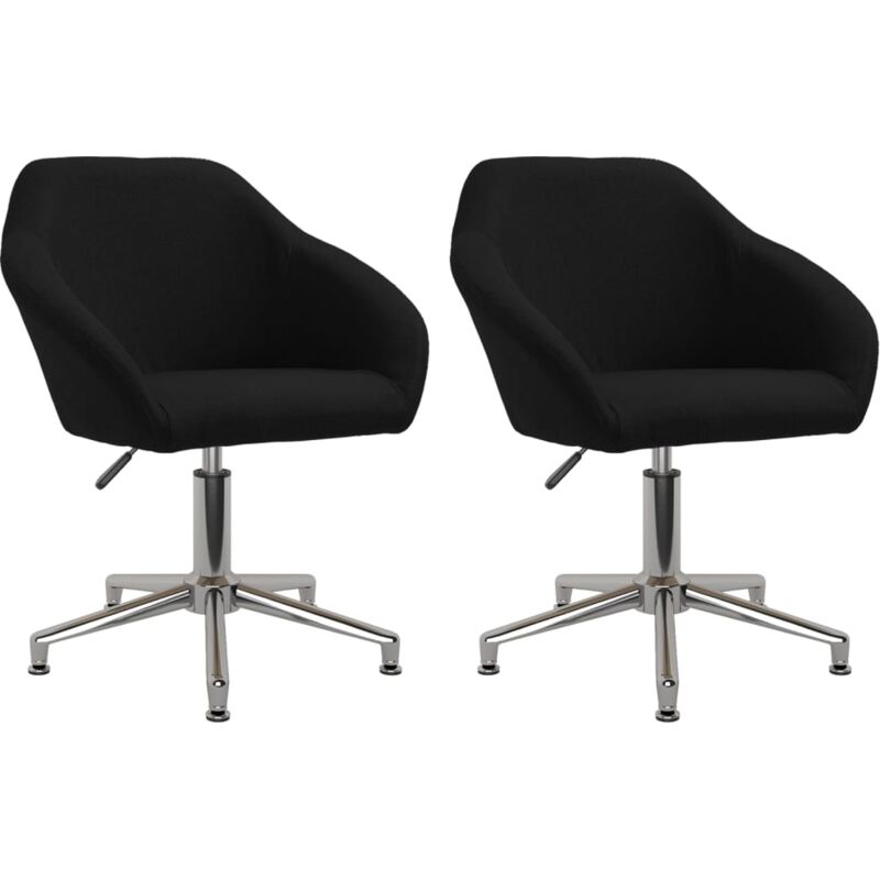 

vidaXL Sillas de comedor giratorias 2 unidades tela negro - Negro