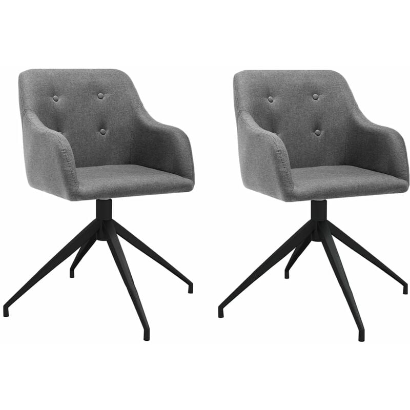 

vidaXL Sillas de comedor giratorias 2 unidades tela gris claro - Gris
