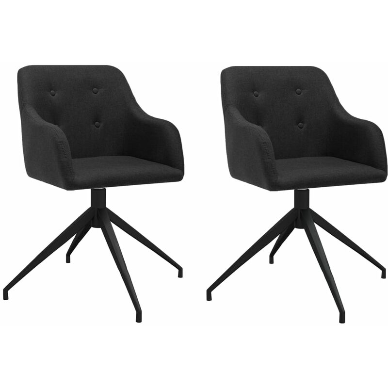 

vidaXL Sillas de comedor giratorias 2 unidades tela negro - Negro