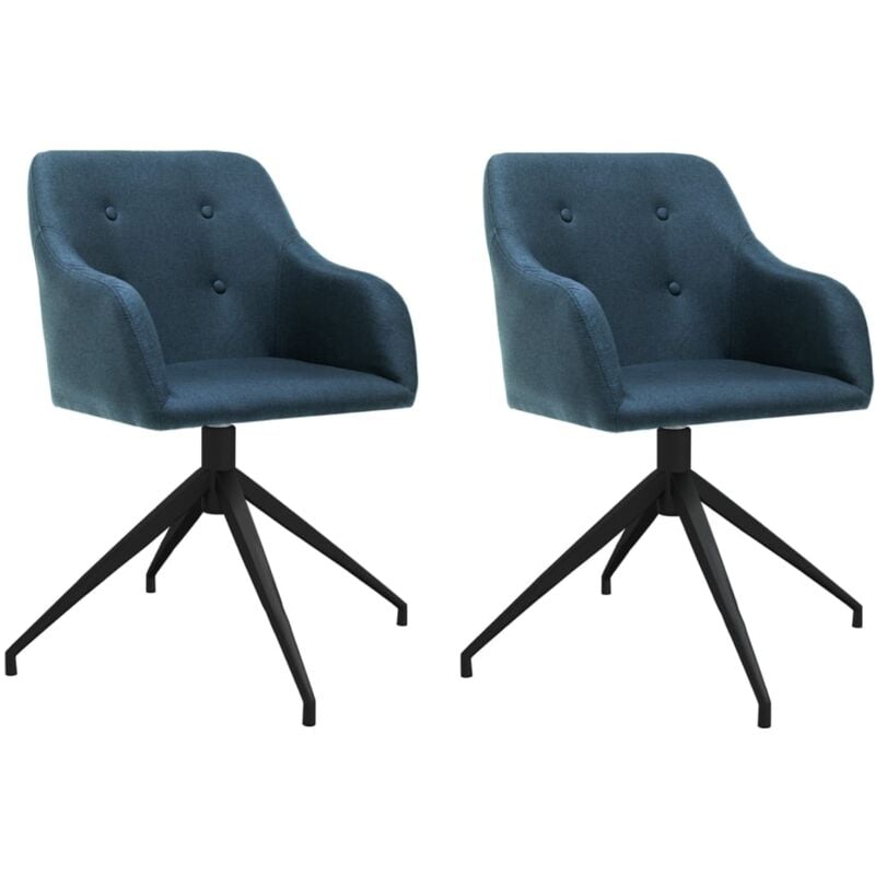 

vidaXL Sillas de comedor giratorias 2 unidades tela azul - Azul