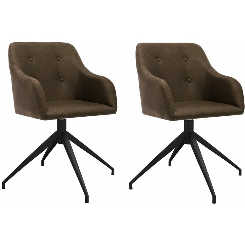 

vidaXL Sillas de comedor giratorias 2 unidades tela marrón oscuro - Marrón